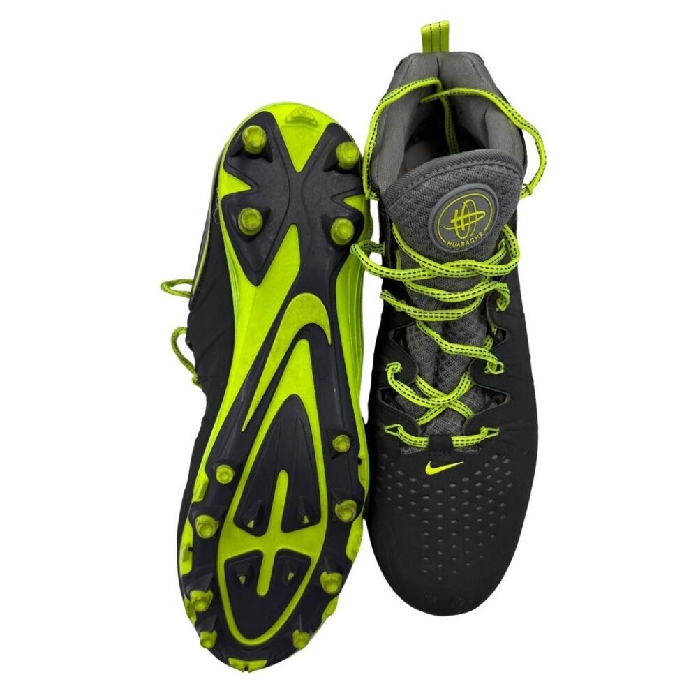 Nike Huarache Mid Football Cleats Black Volt Men’s Size 12 - Picture 2 of 6
